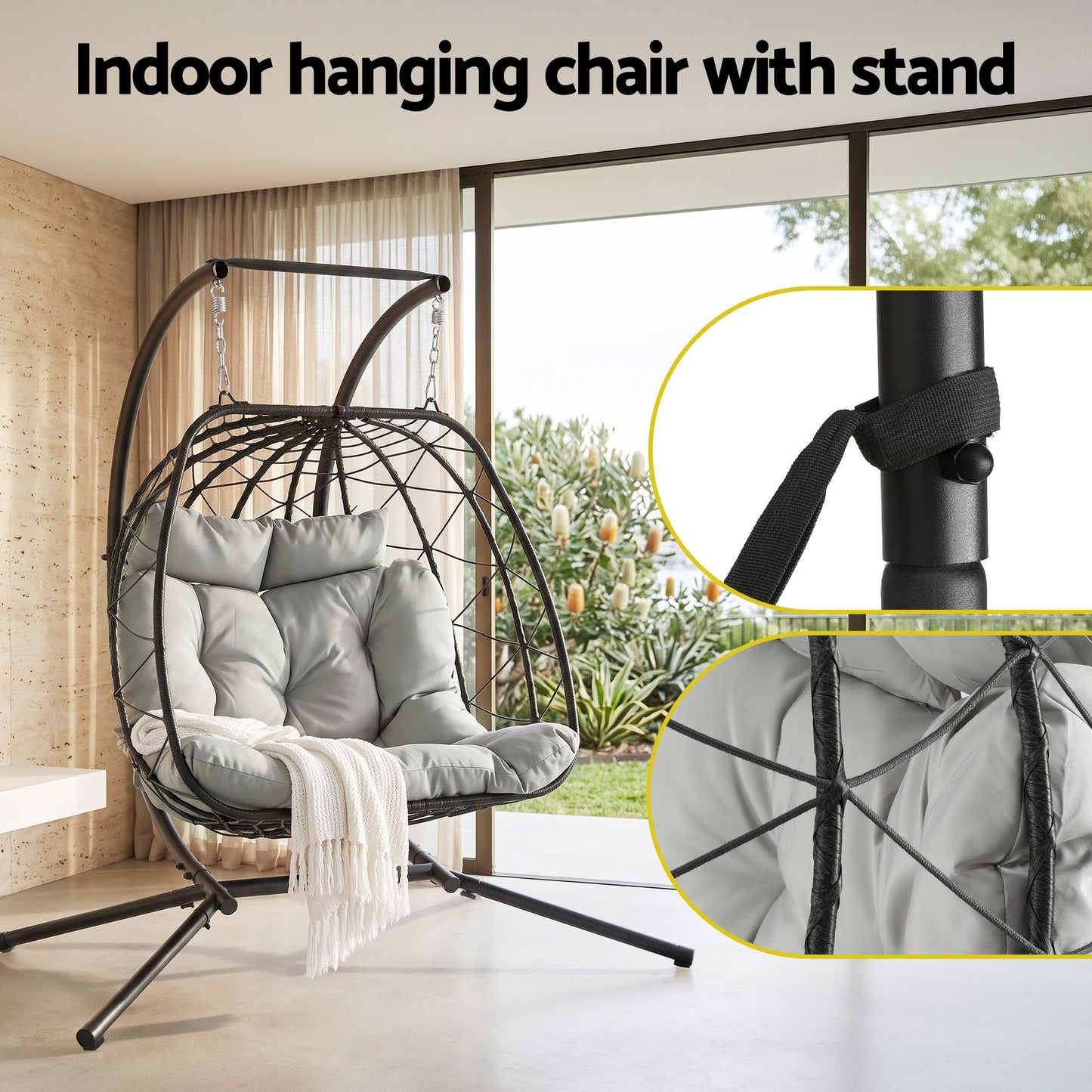 Gardeon 2 Seater Outdoor Swing Chair Dark Grey