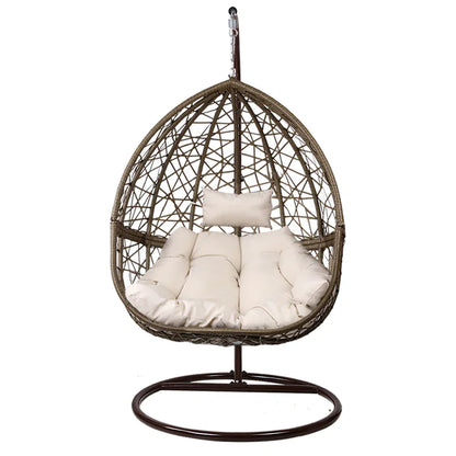 Outdoor Egg Swing Chair Wicker Rattan Furniture Pod Stand Cushion Latte - Stacks Warehouse