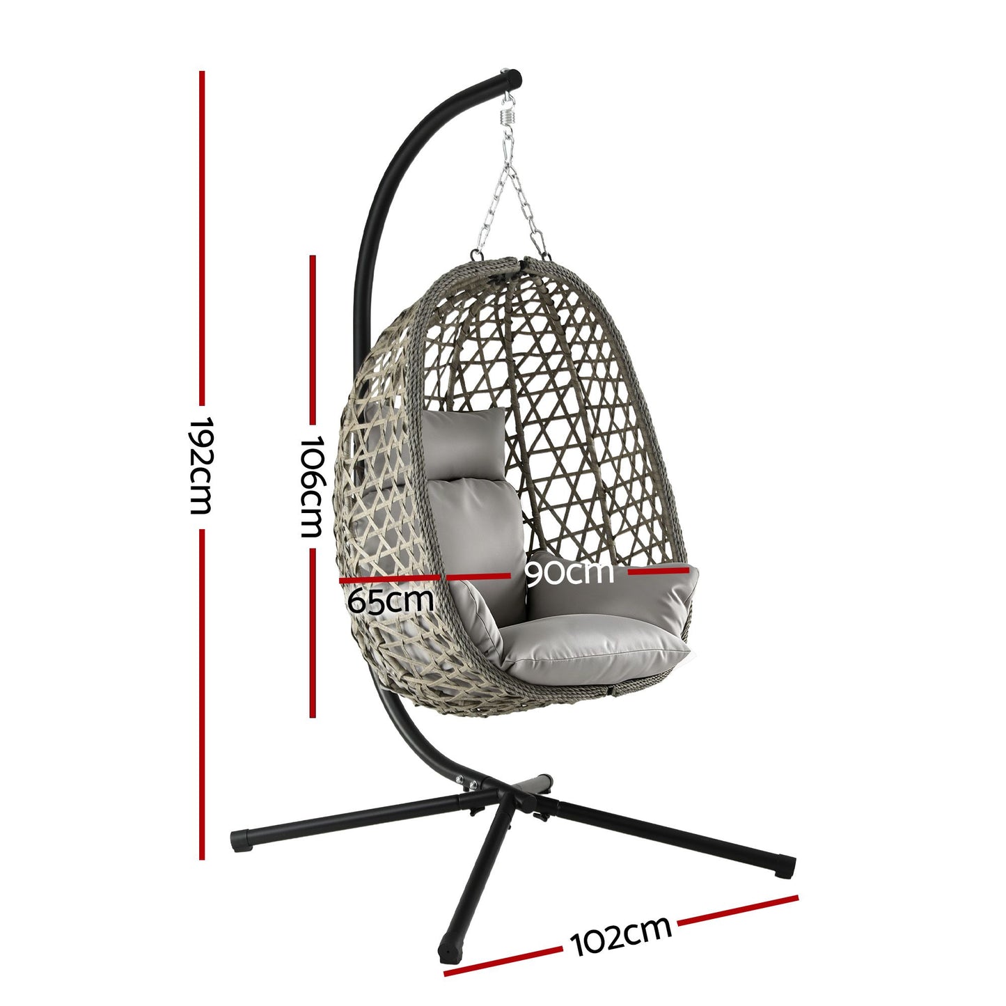 Gardeon Outdoor Swing Chair With Stand Grey