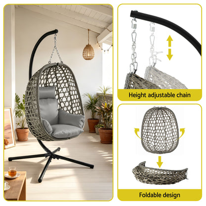 Gardeon Outdoor Swing Chair With Stand Grey