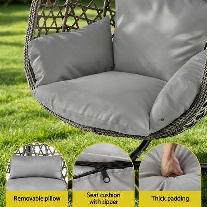 Gardeon Outdoor Swing Chair With Stand Grey