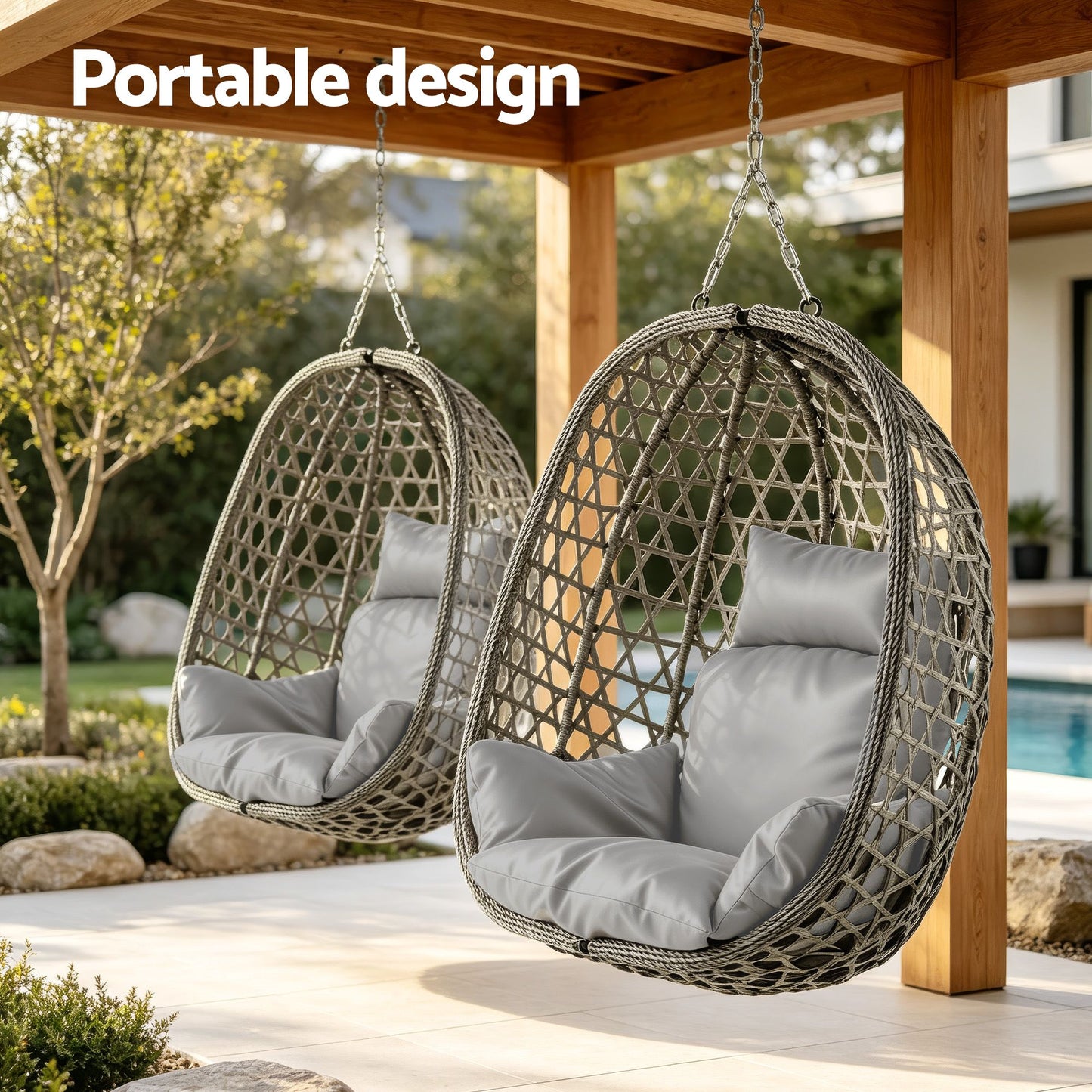 Gardeon Outdoor Swing Chair With Stand Grey