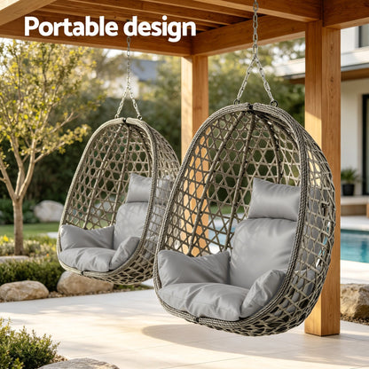 Gardeon Outdoor Swing Chair With Stand Grey