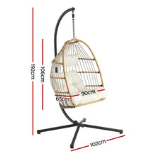 Gardeon Foldable Outdoor Swing Chair With Stand Latte