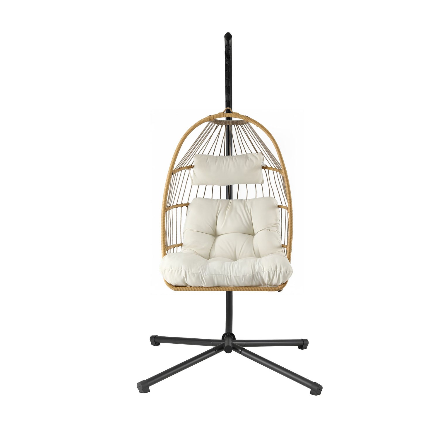 Gardeon Foldable Outdoor Swing Chair With Stand Latte