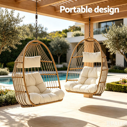 Gardeon Foldable Outdoor Swing Chair With Stand Latte