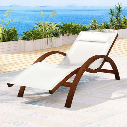 Gardeon Sun Lounge Outdoor Furniture Timber Armchair Wooden Stand - Stacks Warehouse
