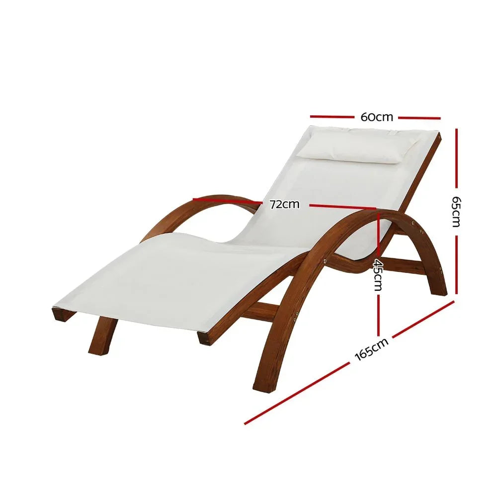 Gardeon Sun Lounge Outdoor Furniture Timber Armchair Wooden Stand - Stacks Warehouse