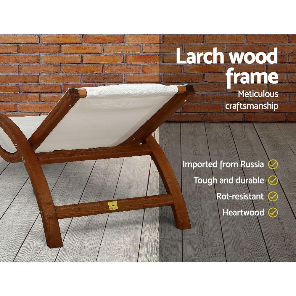 Gardeon Sun Lounge Outdoor Furniture Timber Armchair Wooden Stand - Stacks Warehouse