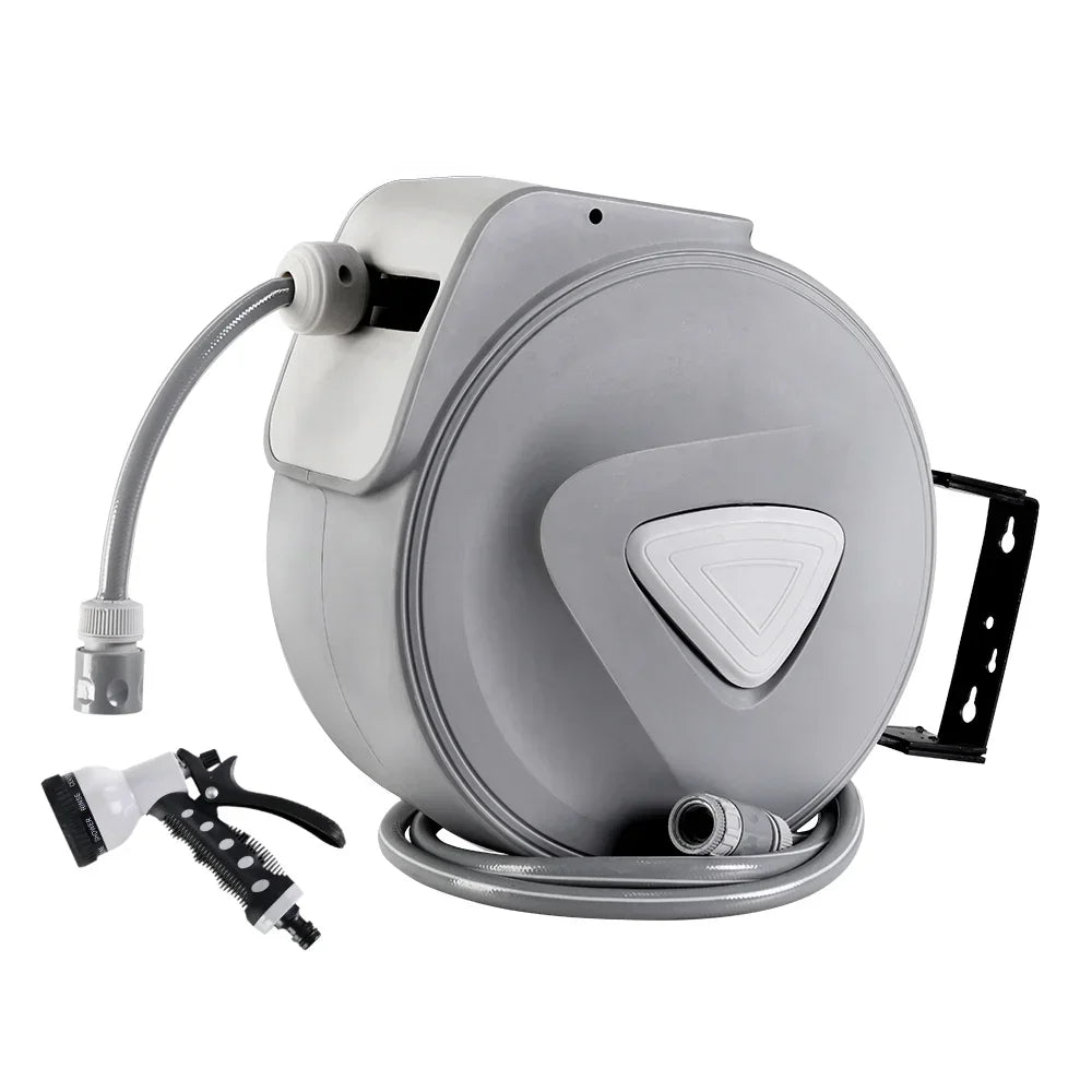 Water Hose Reel 30M Retractable Garden Auto Rewind Spray Gun - Stacks Warehouse