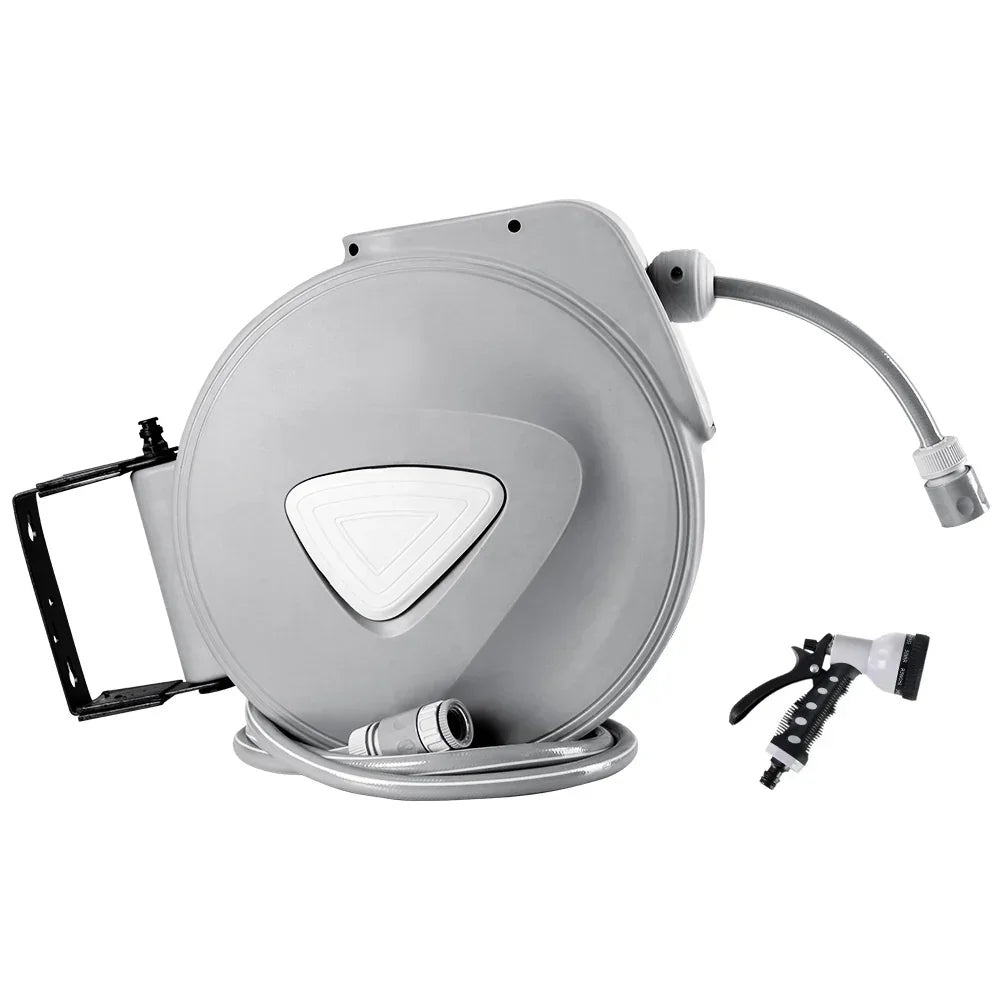 Water Hose Reel 30M Retractable Garden Auto Rewind Spray Gun - Stacks Warehouse