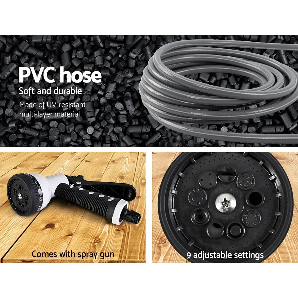 Water Hose Reel 30M Retractable Garden Auto Rewind Spray Gun - Stacks Warehouse