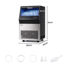 Devanti commercial ice maker in black and stainless steel, up to 35kg of ice a day