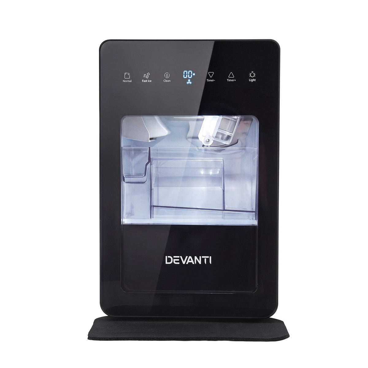 Devanti 5cm cube ice maker supplied with an ice clip and removable basket