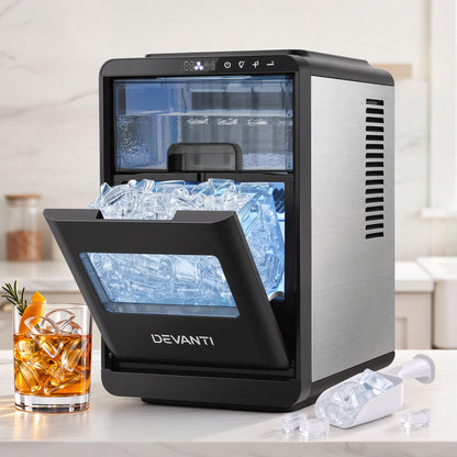 Devanti crescent ice maker, black countertop machine making 12kg of ice a day