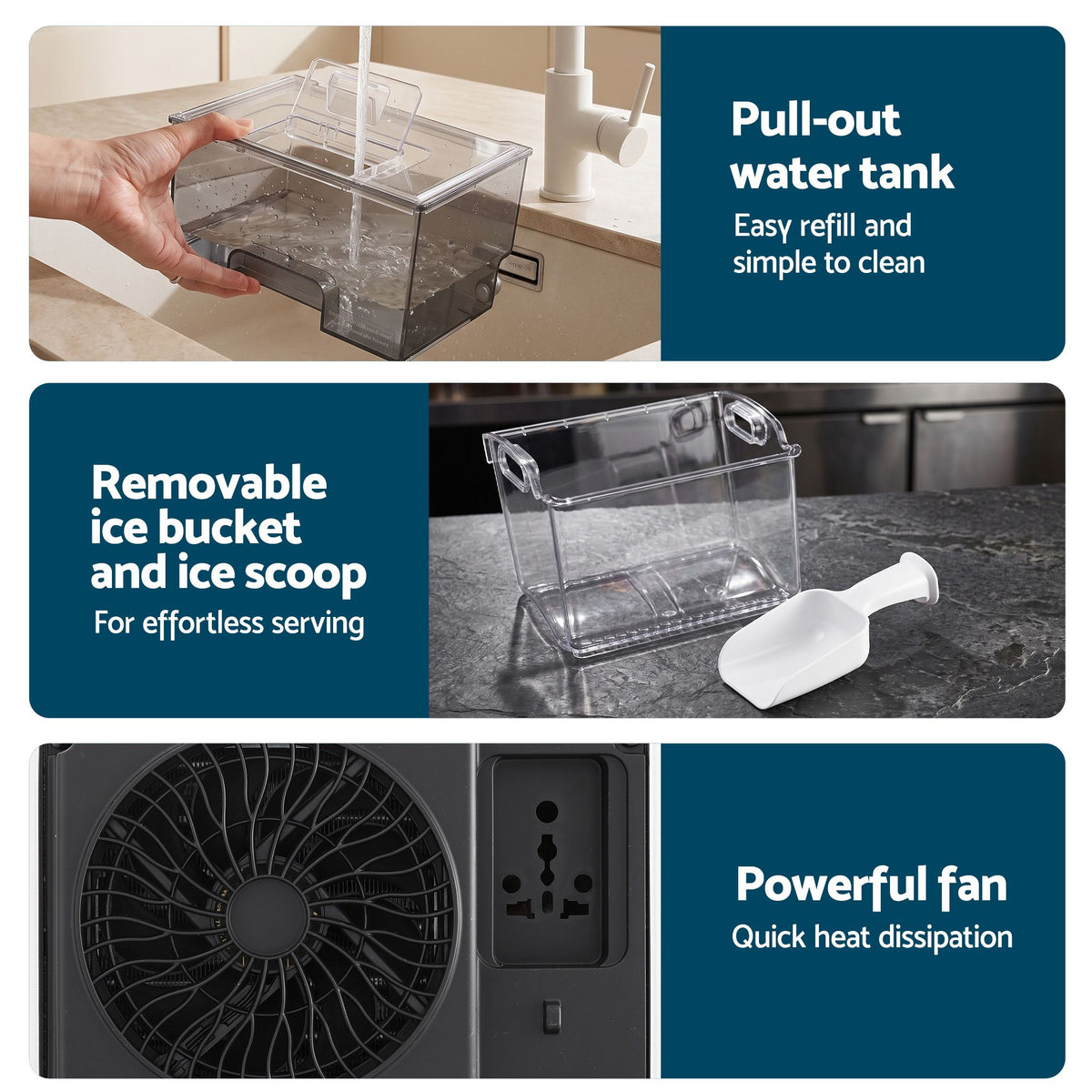 Devanti crescent ice machine with R290 refrigerant and low water alarm