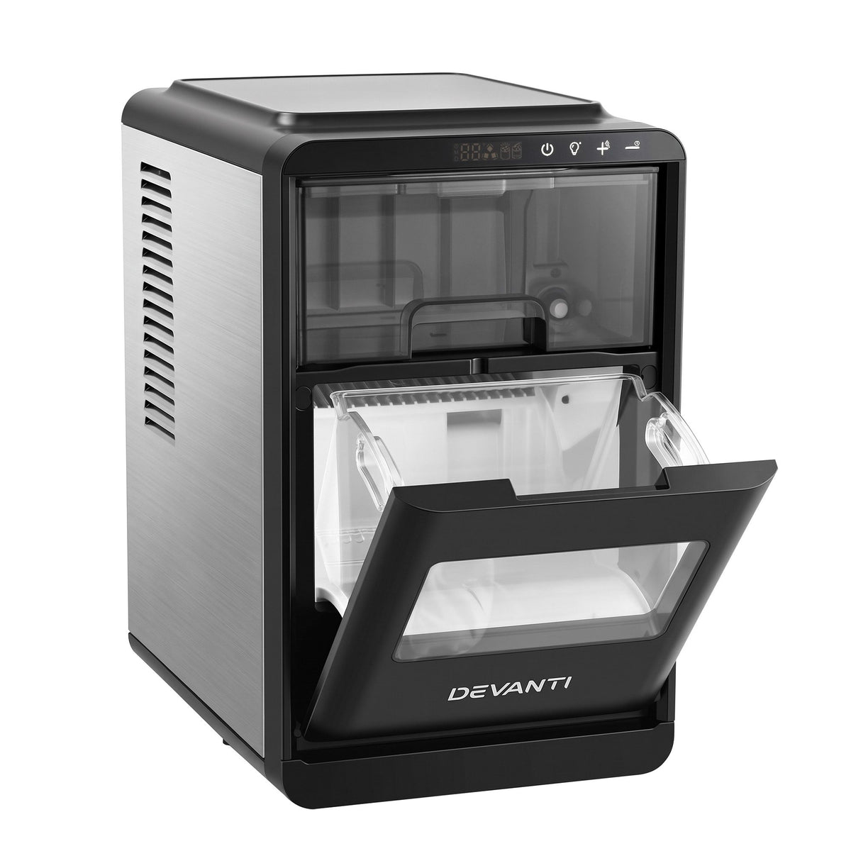 Devanti crescent ice maker supplied with an ice scoop and removable water tank