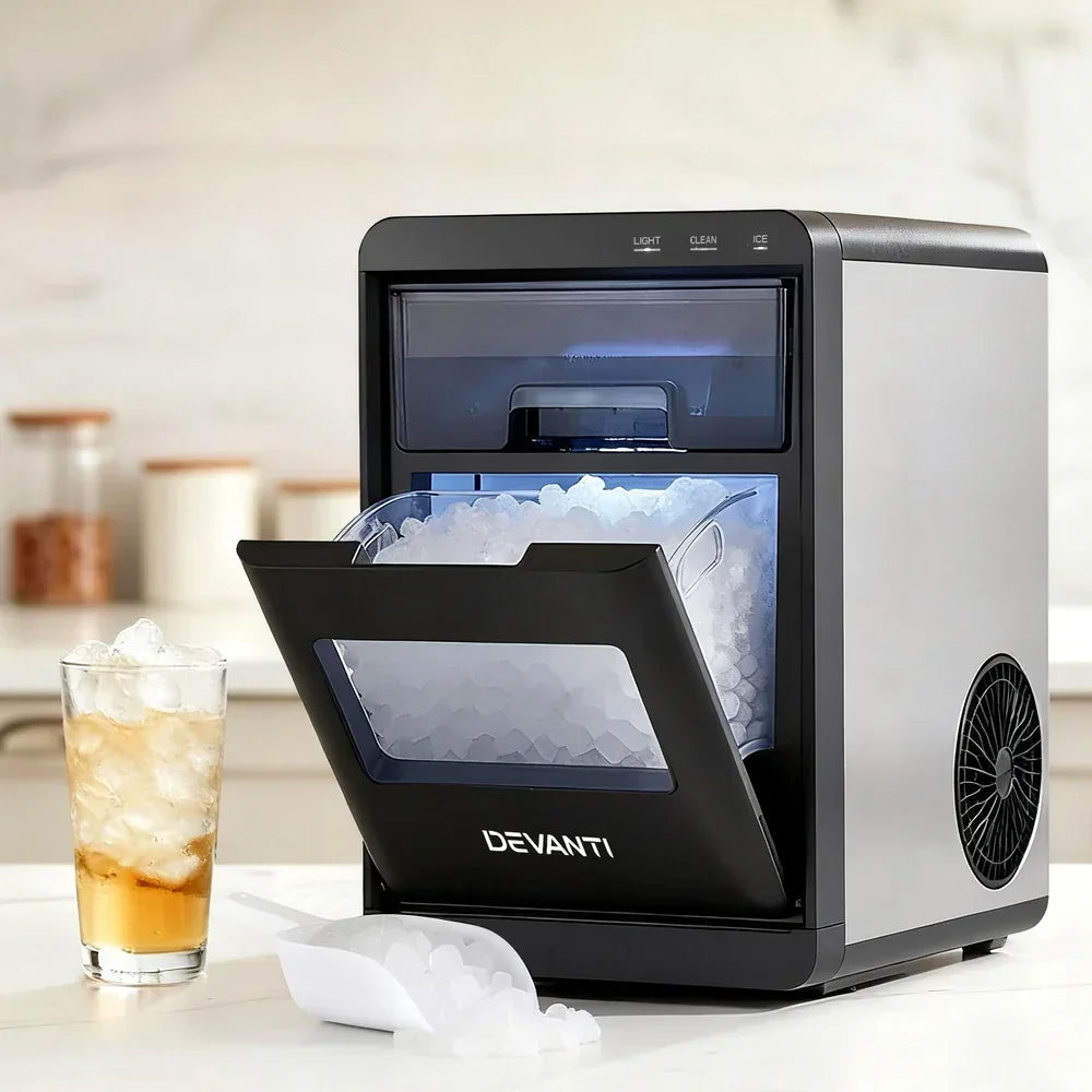 Devanti Ice Maker Machine 20kg - Chewable Nugget Ice Countertop with Self-Cleaning