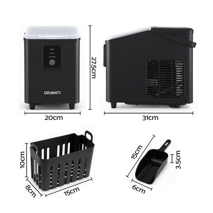 Devanti 12kg Portable Bullet Ice Maker - Black - view 3