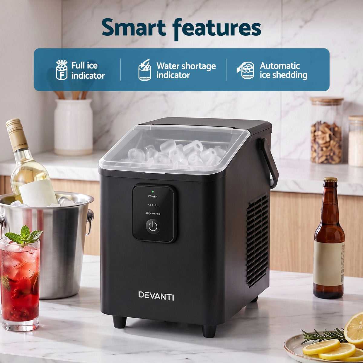 Devanti 12kg Portable Bullet Ice Maker - Black - view 5