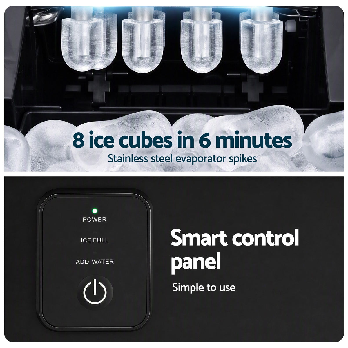 Devanti 12kg Portable Bullet Ice Maker - Black - view 7