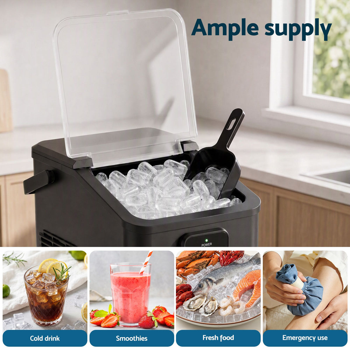 Devanti 12kg Portable Bullet Ice Maker - Black - view 8