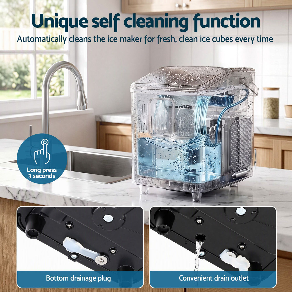 Devanti 12kg Portable Bullet Ice Maker - Black - view 9