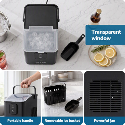 Devanti 12kg Portable Bullet Ice Maker - Black - view 10