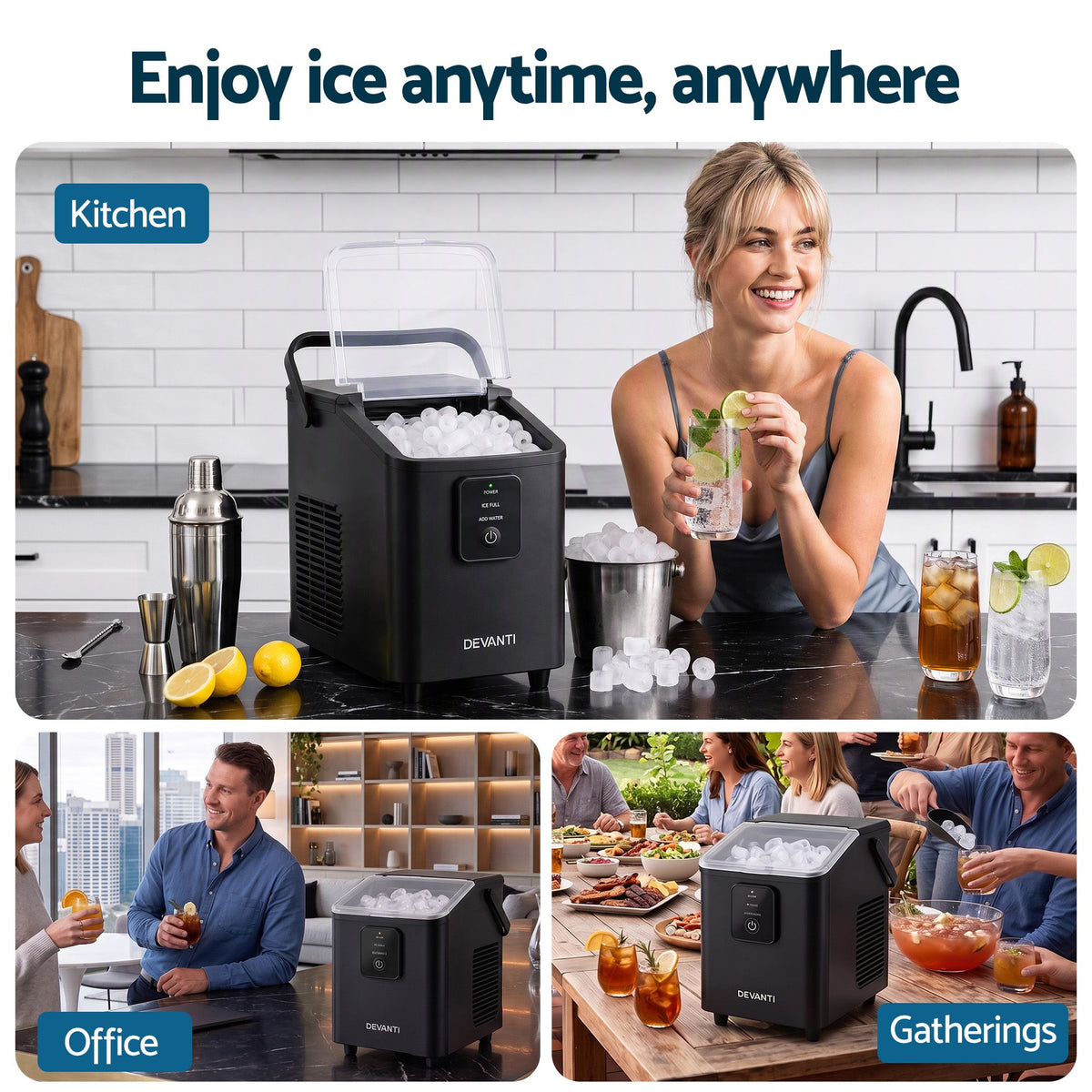 Devanti 12kg Portable Bullet Ice Maker - Black - view 11