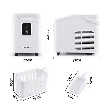Devanti 12kg Portable Bullet Ice Maker - White - view 3