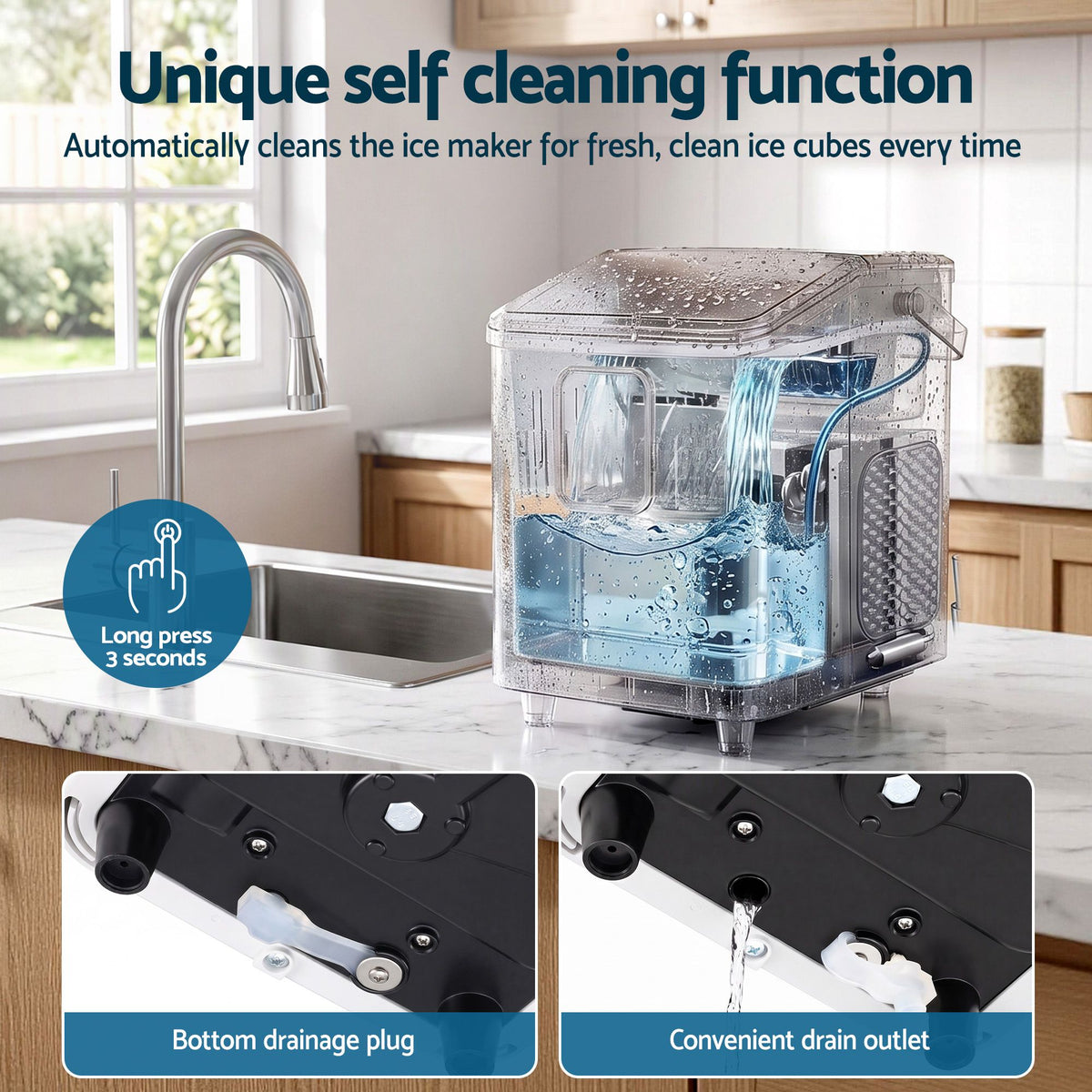 Devanti 12kg Portable Bullet Ice Maker - White - view 10