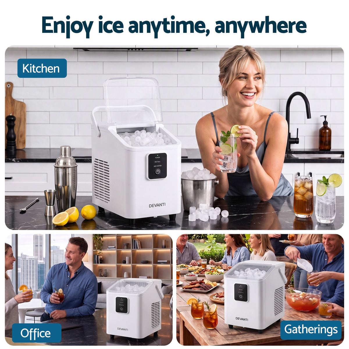 Devanti 12kg Portable Bullet Ice Maker - White - view 12
