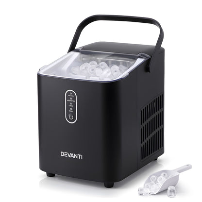Devanti 12kg Portable Ice Maker, 2 Ice Sizes - Black - view 2