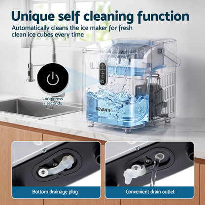 Devanti 12kg Portable Ice Maker, 2 Ice Sizes - Black - view 9