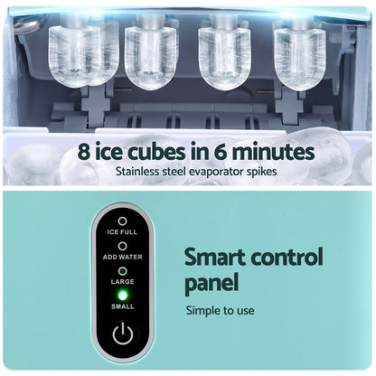 Devanti 12kg Portable Ice Maker, 2 Ice Sizes - Green - view 6