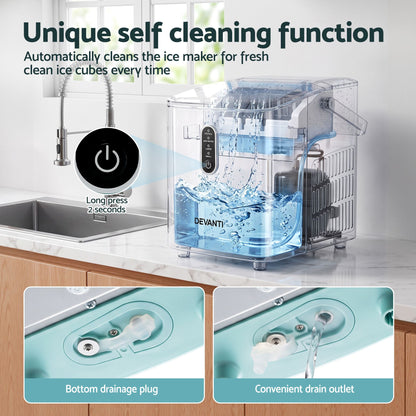 Devanti 12kg Portable Ice Maker, 2 Ice Sizes - Green - view 8