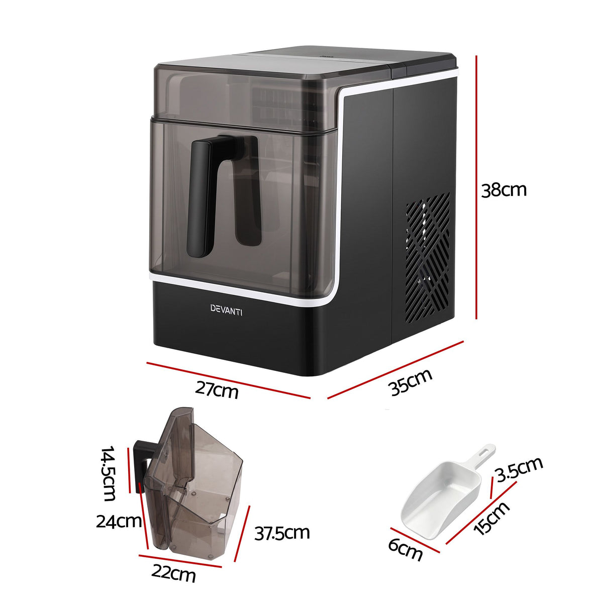 Devanti 23kg Square Cube Ice Maker - 3.6L Basket - view 3