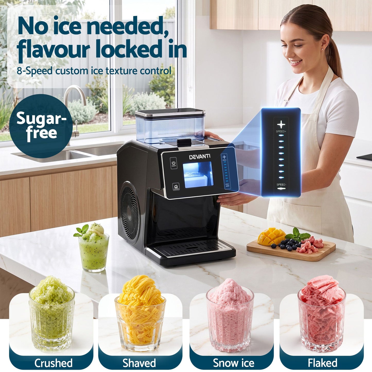 Devanti Snowflake Ice Maker 20kg Bingsu Black