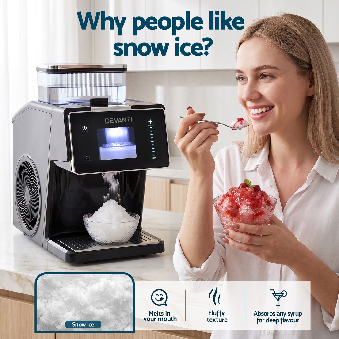 Devanti Snowflake Ice Maker 20kg Bingsu Black