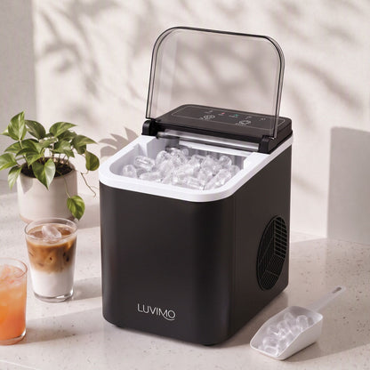 Luvimo 12kg bullet ice maker in black, portable countertop ice machine