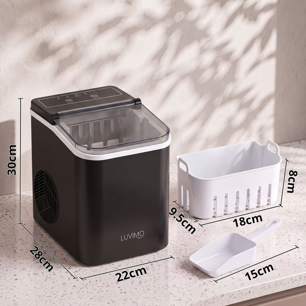 Luvimo bullet ice maker producing up to 12kg of ice a day