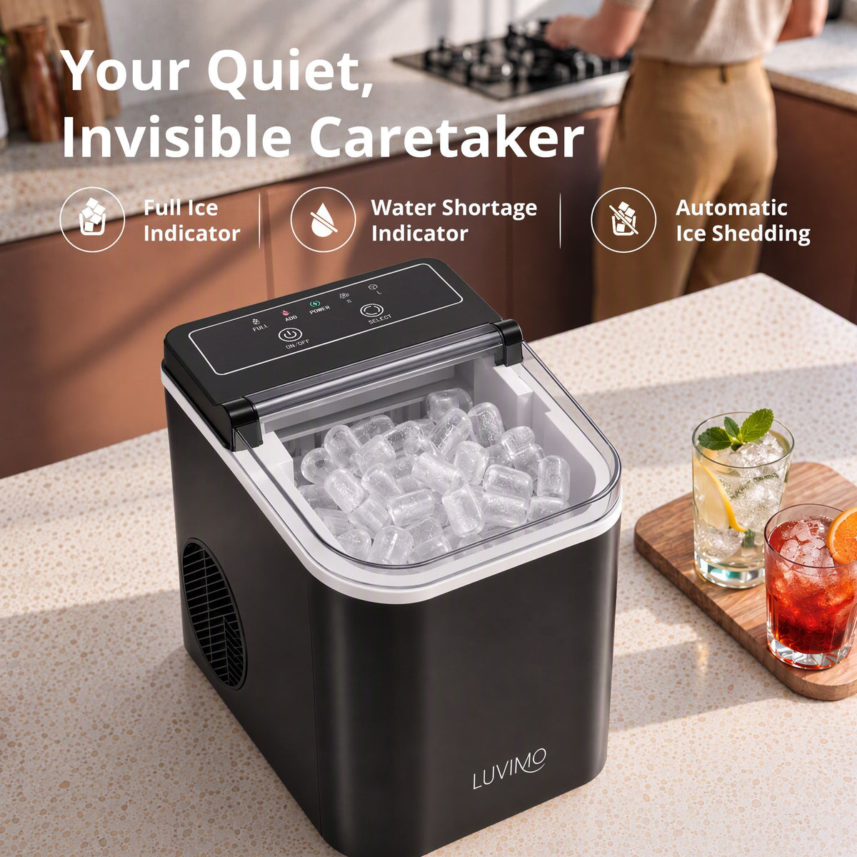 Luvimo bullet ice maker with small and large ice size settings