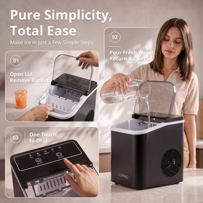 Luvimo bullet ice maker with transparent window for checking the cycle