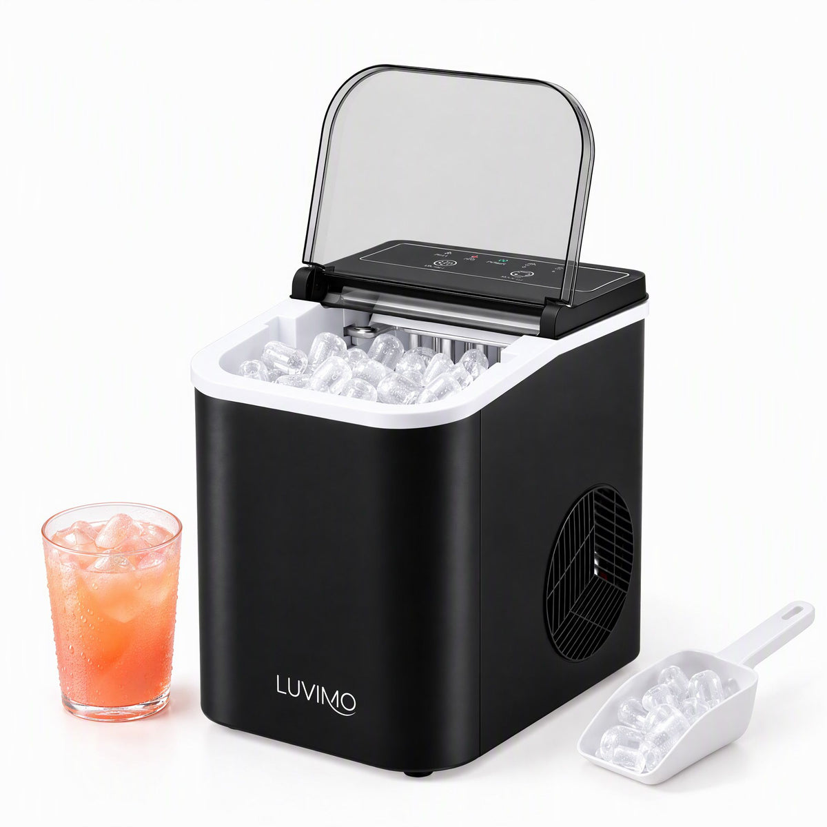 Luvimo 12kg ice maker with low water and full ice indicator alerts