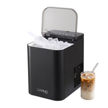 Luvimo ice maker producing up to 15kg of ice a day, black benchtop machine