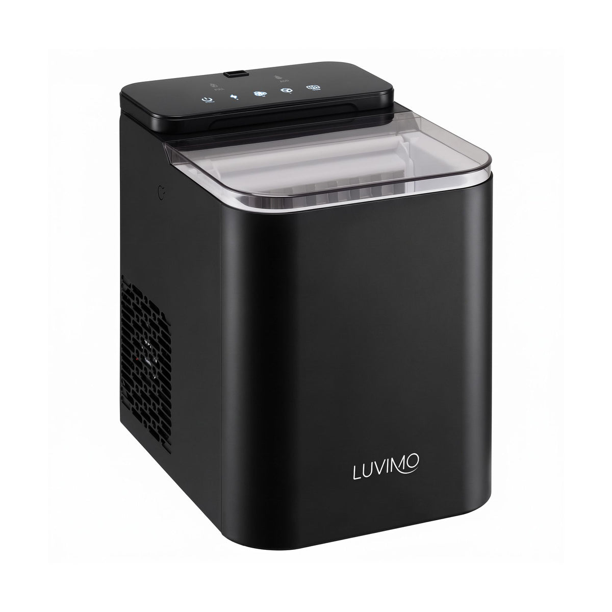 Luvimo ice maker with touch screen control panel, black countertop unit