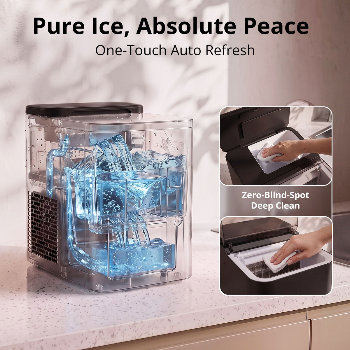 Luvimo ice maker, 140W R290 countertop ice machine in black