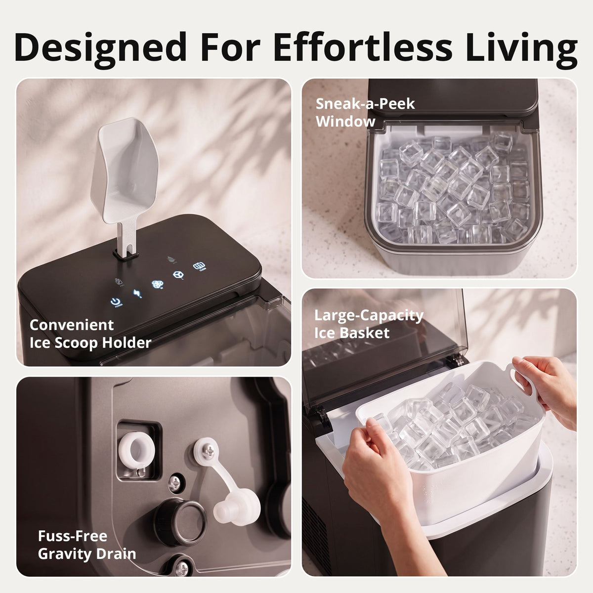 Luvimo 15kg ice maker, 23 by 31 by 32cm benchtop ice machine