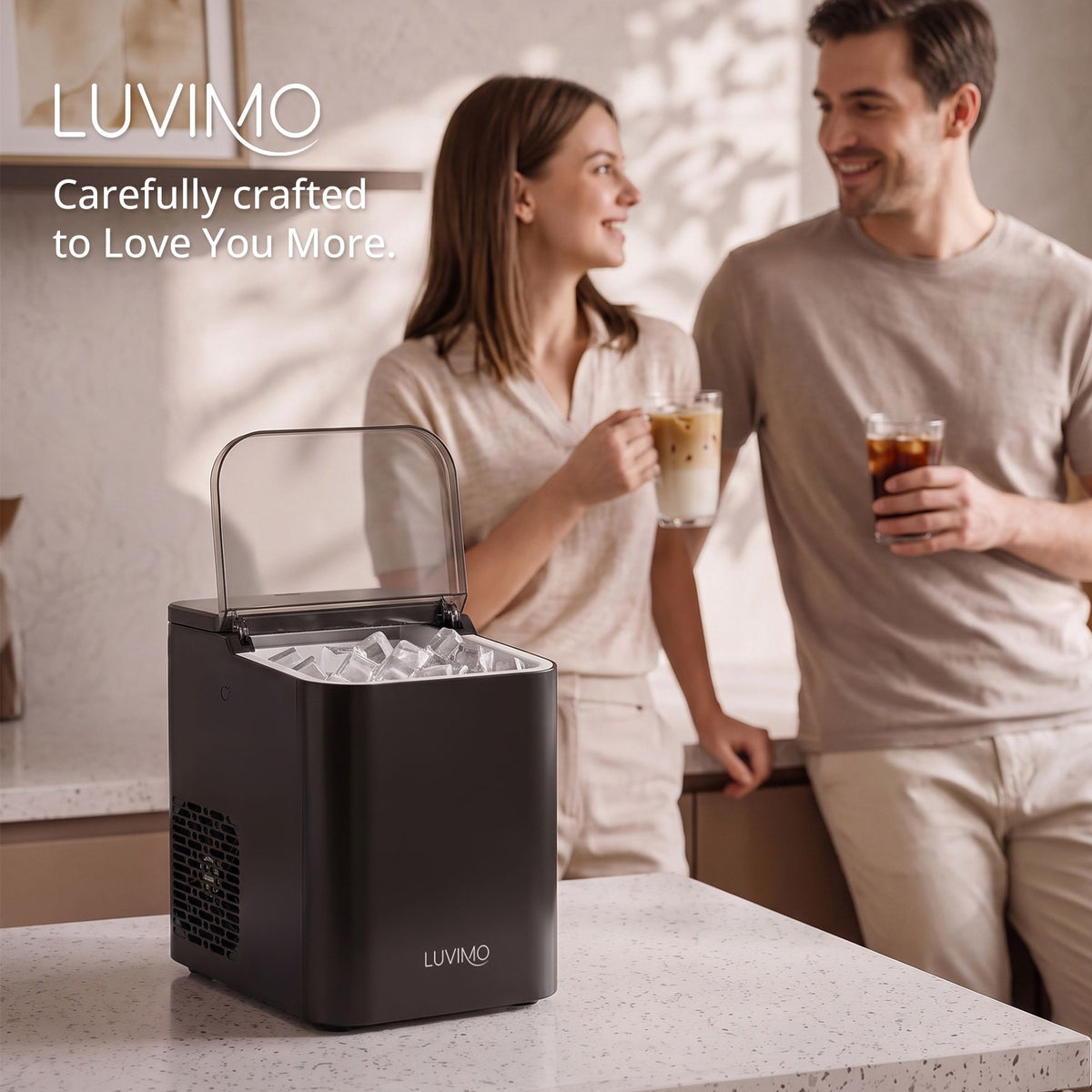 Luvimo ice maker with low water and full ice indicator alerts