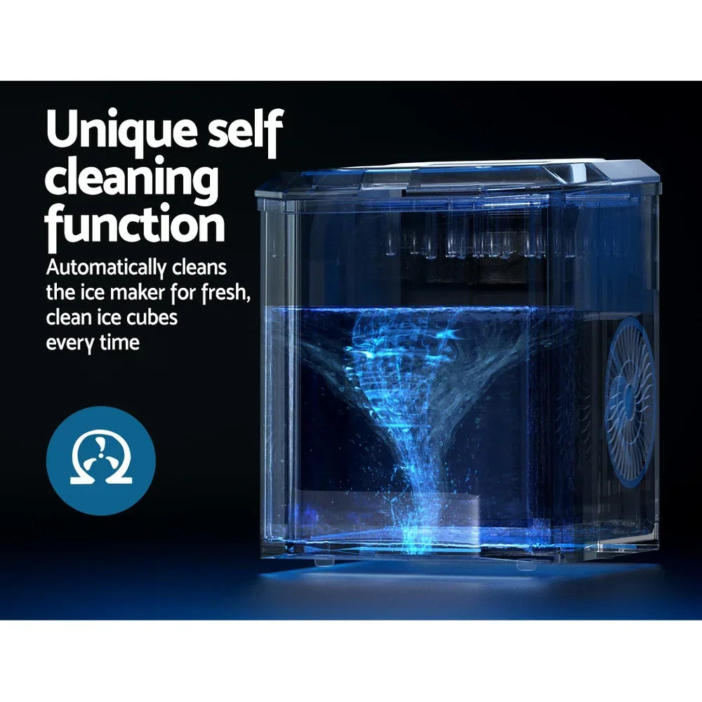 Devanti Portable Ice Maker Machine Ice Cube 12kg Bar Countertop Stainless Steel - Flea Market